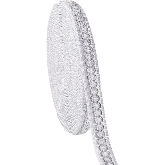 7/8 inch Braid Tirm Ribbon for DIY Sewing 12 Yards Fabric Gimp Braid Trim White Polyester Basic Fringe Trims for DIY Upholstery Costume DIY Crafts Jewelry Making Curtain Decoration