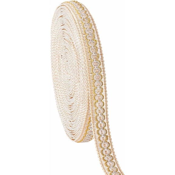 7/8 inch Gimp Braid Trim 12 Yards Fabric Braid Tirm Ribbon Beige Polyester Basic Fringe Trims for Sewing Upholstery Costume DIY Crafts Jewelry Making Curtain Decoration