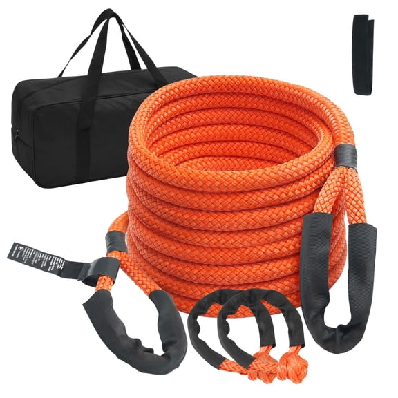 7/8" x 30' Heavy-Duty Kinetic Recovery Rope, 30,580lb Capacity Off-Road Snatch Strap with 2 Soft Shackles for Jeep, Truck, ATV, Tractor
