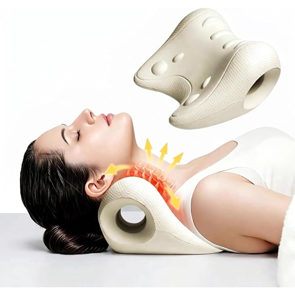 Neck Stretcher for Neck Pain Relief, Cervical Traction Device, Memory Foam Chiropractic Pillow