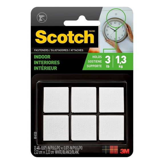 7/8" x 7/8" 3M RF4720 White Scotch Fastener Reclosable General Purpose Indoor Fastener