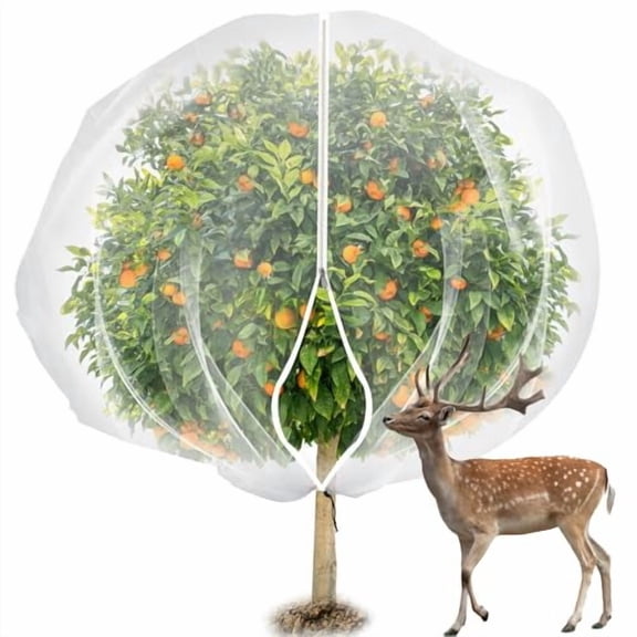 7.8 x 7.8 ft Large Fruits Tree Netting Cover with Zipper and Drawstring,Garden Insect Netting Plant Cover Transparent Bird Plant Barrier Flower Fruits Mesh Screen for Preventing Deer Squirrel Bug
