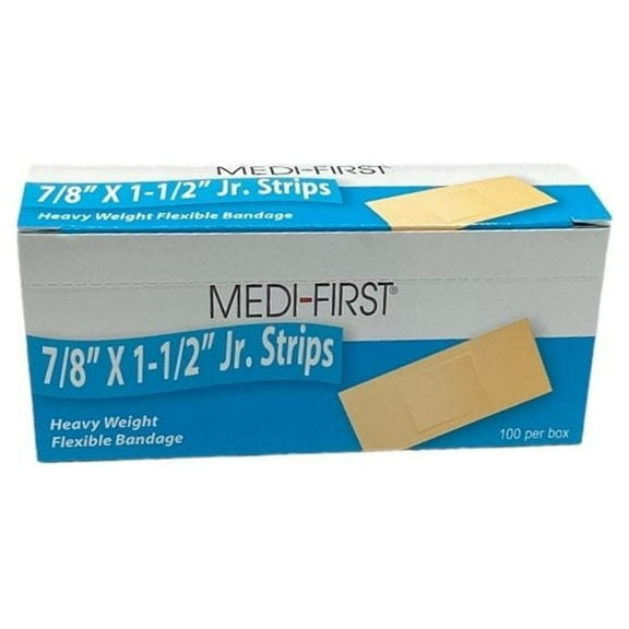 7/8"x1 1/2" Flexible Fabric Bandages Heavy-Duty - 100/Box (1 Box)Medi-First