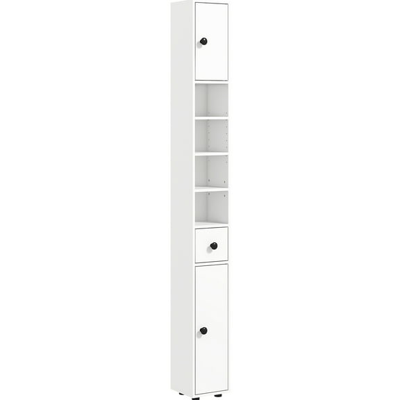 7.81" W X 70.87" H Bathroom Cabinet In White, With 2 Door Sections & Adjustable Shelves For Bathroom, Kitchen, Hallway, Living Room 71" High Storage Unit Cabinets, Organization
