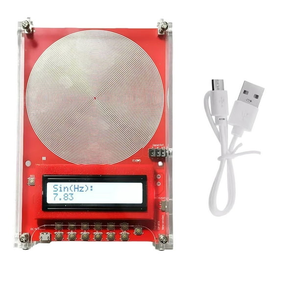 7.83Hz Schumann Wave Generator, Pure Sine Wave Adjustable Frequency, Acrylic Display, Red Circuit Board, Usb Power Cable, 4X6 in Casing, 1 Pc