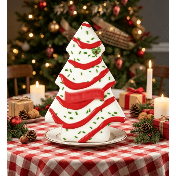 7.87" Christmas LED Blow Mold Decor Little Snack Cake Tree Lighted Christmas Cake Tree Decor