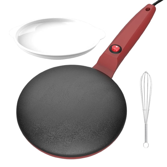 7.87" Griddle and Crepe Maker, Non-Stick Electric Holiday Crepe Pan with Batter Spreader,Compact Baker Machine for Thin Homemade Crepes, Holiday Dessert Treats, Valentine's Day Gift(Red)