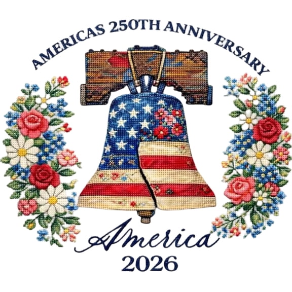 7.87 Inch America's 250th Anniversary Stamped Cross Stitch Kit, Patriotic DIY Personalized Embroidery Set, Pre Printed Pattern Beginner Friendly Home Decor Commemorative Gift Supply