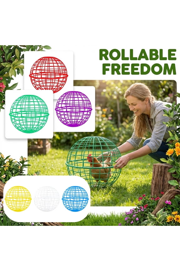 7.87 Inch Ball-Shaped Poultry Cage, Helps Protect from Dogs & Cats, Lightweight & Easy to Move Hutch for Tiny Poultry (Blue)