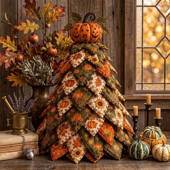 7.87 Inch DIY Halloween Fabric Tree Craft Kit, Easy Quilting Sewing Set, Creative Seasonal Gift for Sewing Lovers & Matching