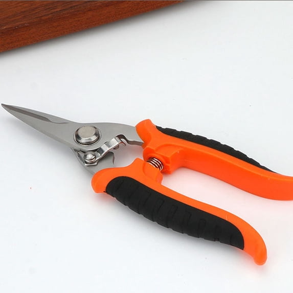 7.87 Inch Gardening Scissors Hand Pruner Pruning Shear with Straight Stainless Steel Blades Industrial Scissors Multi Purpose Shears Orange (Orange)