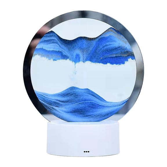 7.87-Inch Rotating Sand Art Hourglass 360° Liquid Motion Decoration Quicksand Table Lamp with LED Base, Holiday Party Gifts