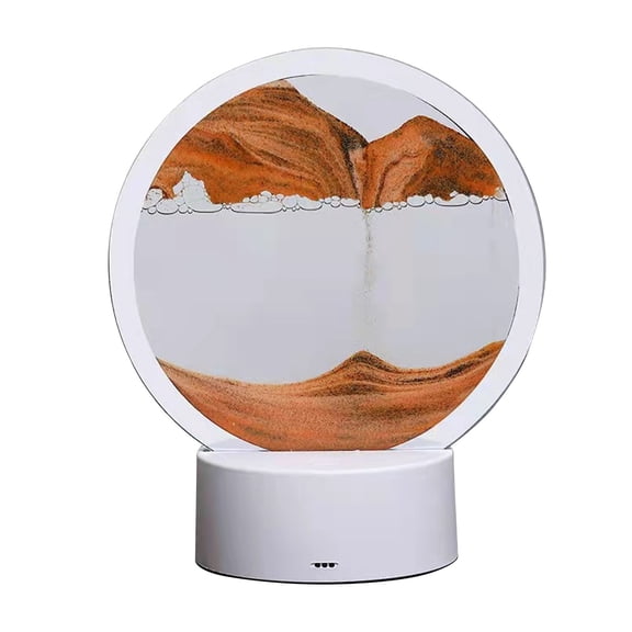 7.87-Inch Rotating Sand Art Hourglass 360° Liquid Motion Decoration Quicksand Table Lamp with LED Base, Holiday Party Gifts