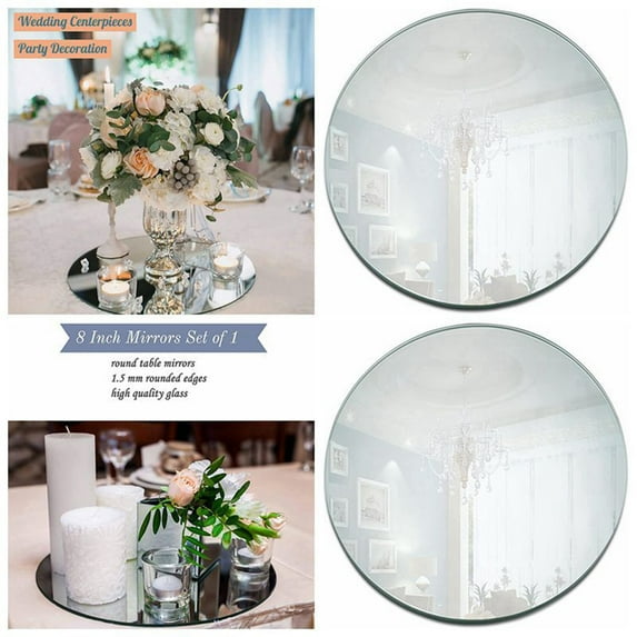 7.87 Round Mirror Trays, Circle Mirror Candle Plates for Table Centerpiece Wedding Decorations Baby Shower Party Mirror Tiles Christmas Decorations