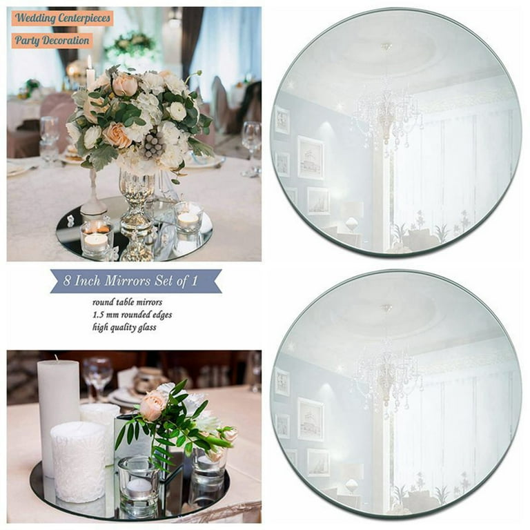 JAMBALAY 8 Round Mirrors Centerpieces for Tables,12 Pack Mirror Circle Trays, Round Mirror Plates, Mirror Candle Plates for Table Centerpieces & Wedd