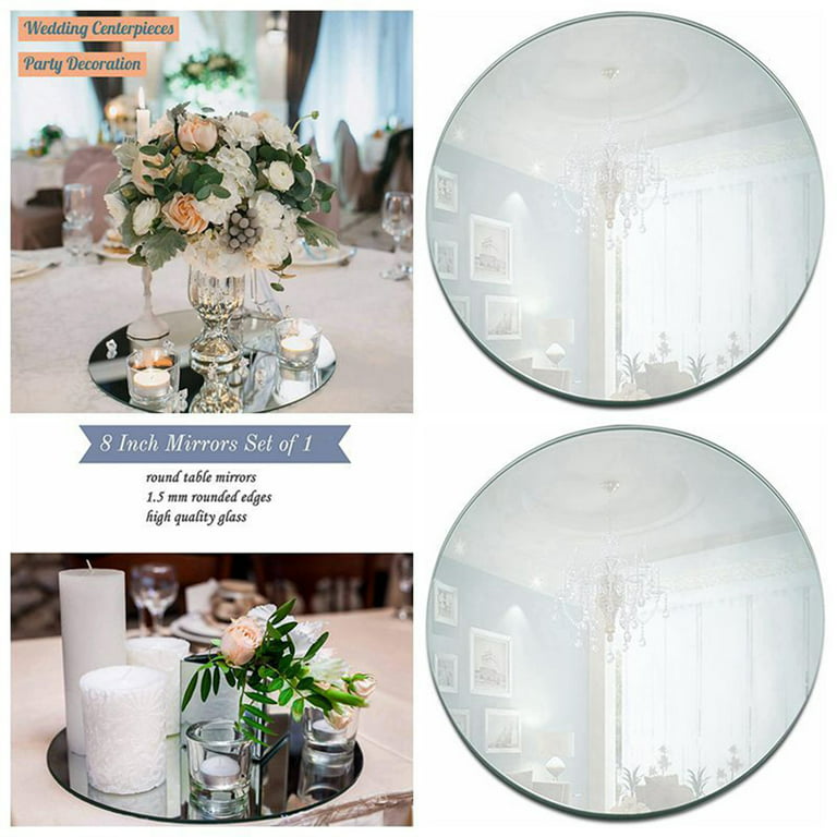 7.87 Round Mirror Trays, Circle Mirror Candle Plates for Table Centerpiece  Wedding Decorations Baby Shower Party Mirror Tiles Christmas Decorations