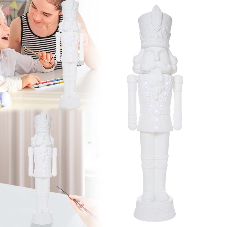 置物 Mr.white 7.87”White Nutcracker Christmas Decoration,Paint it Yourself Light
