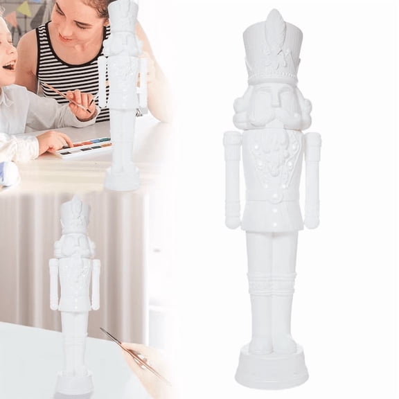 7.87”White Nutcracker Christmas Decoration,Paint it Yourself Light-Up Animated Blow Mold Nutcracker Decoration