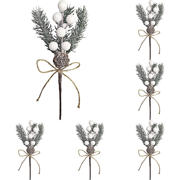 7.87 inch Artificial Pine Branches for Vase,Garland and Table & Christmas Decor,Pine Cones Bulk Ornaments for Xmas Thanksgiving Fall Party Craft Decorations,Christmas Decorations,5 Pieces