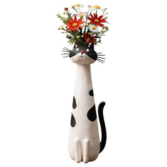 7.87 x 4.33 in Handcrafted Quirky Cats Vase, Whimsical Ceramic Flower Vase, Playful Boho Home Decor, Ideal Gift for Cat Lovers