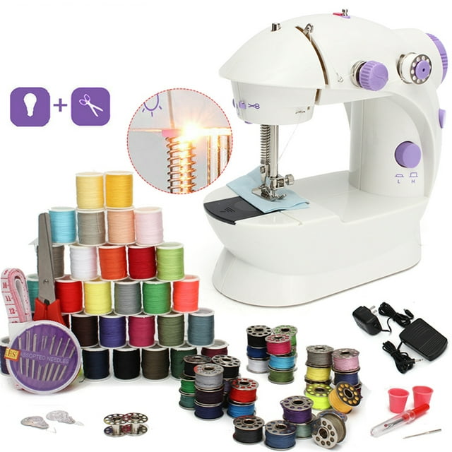7.87"x7.48"x3.9" Kids Crafts Portable Mini Sewing Machine with Led   Light for Beginners 2 Speed Multi-functional Suitable Sewing Kit for Household