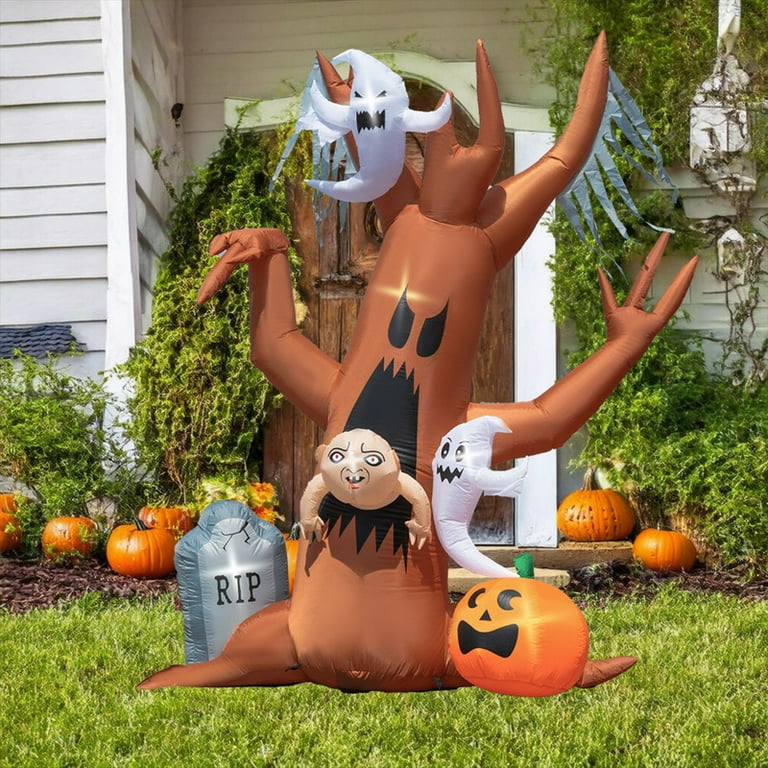 Halloween Outdoor LED Décor of 8ft Scary Dead buy Tree with Ghosts, Pumpkins