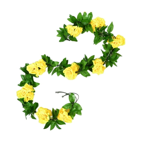 7.87Ft Artificial Rose Flower Garland - Faux Silk Floral Vines for Wedding, Home, Party & Table Runner Decor ( Yellow )