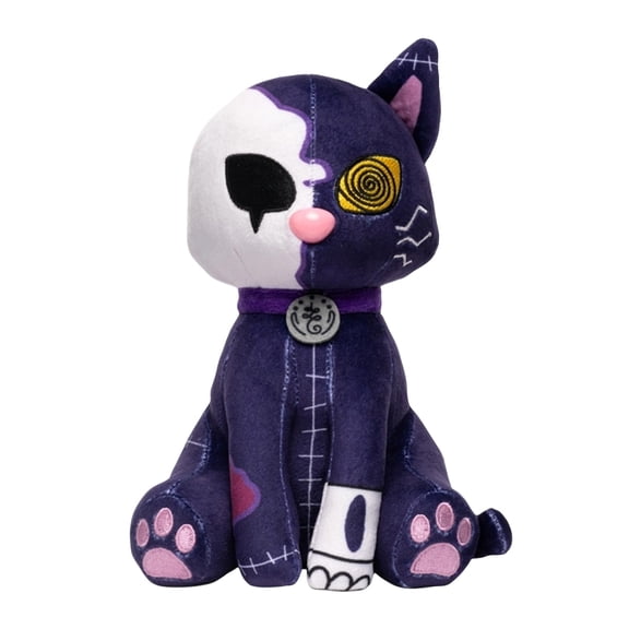 7.87In Collectible Raven Plushie, Zombie Cat Themed Stuffed Toy, Detailed Gothic Craftsmanship, PP Cotton Plush for Summerween Halloween Party Supplies