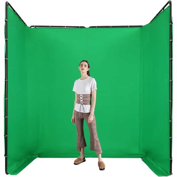 7.87ft X 13.12ft Portable Green Background, Adjustable Photography Cloth with Stand Green Screen Backdrop for Studio Photography Live Streaming Video Shooting
