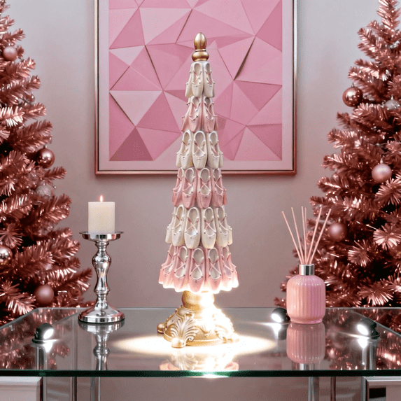 7.87in Ballerina Shoe Tree,Resin Christmas Tree Ornament, Tree Ballet Ornaments, Christmas Resin Ornament, for Holiday Decor Centerpiece, Ballerina Shoes Decoration Pinkaesthetic Ballerina Shoe Tree