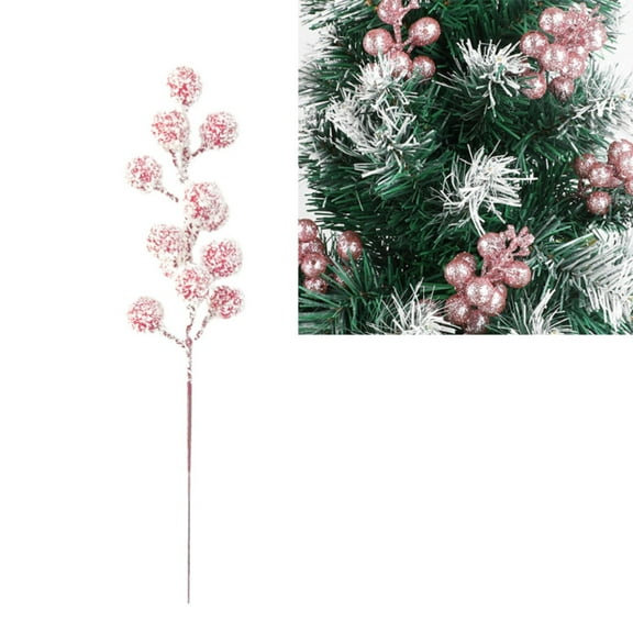 7.87in Christmas Flower Picks with Red Berries – Artificial Holly & Pomegranate Stems for Christmas Tree, Wreath, Garland & Holiday Floral Arrangements | Crush-Resistant PE Holiday Decoration