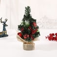 thumbnail image 1 of 7.87in Gold Plastic Mini Christmas Tree with LED Lights - DIY Decor Tabletop Tree for Home Office Holiday Party, 1 of 6