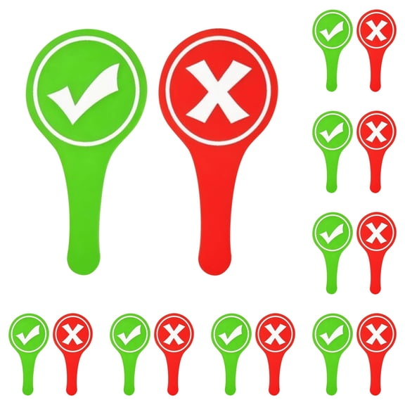 7.87in Green Check Red Cross Double-Sided Response Board, Thick Hardboard Portable Handle Voting Sign For Group Meeting Polling Indoor Game & Interactive Judging Activities