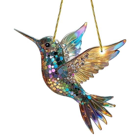 7.87in Hummingbird Acrylic Sun Catcher Pendant Ornament: Colorful Garden Window Hanging Decor Outdoor Acrylic Bird Decor Gift with Hook (A 2D)