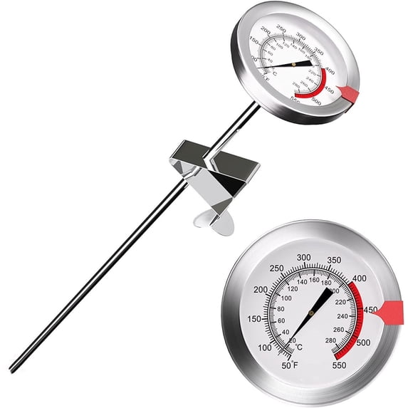 7.87in Milk Thermometer,Casewin Stainless Steel Milk Frother Thermometer with Clips and Probe for Coffee, Jam and Liquid Frothing