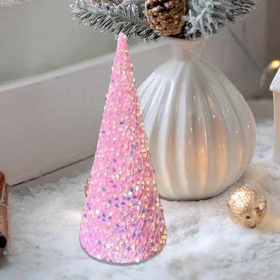 7.87in Shining Glitter Cone Tree Centerpieces Decoration Christmas Sequin Cone Tree Table Ornament Tabletop Trees for Christmas Wedding Birthday Party Supplies(Gg)