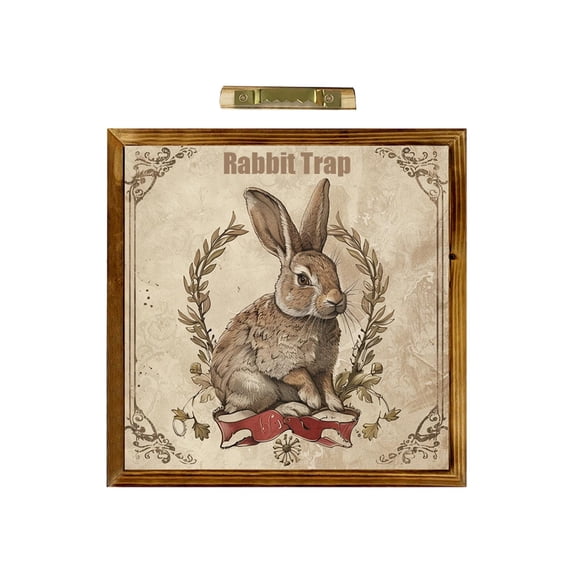 7.87in Vintage Easter Bunny Wooden Framed Sign for Wall Display, Easter Decorations for Home Rustic Easter Decor Plaque