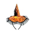 thumbnail image 1 of 7.87in Witch Hat Headband Halloween Costume Accessory Adjustable Bow Sequin Party Photography Prop Holiday Decoration(Orange), 1 of 6