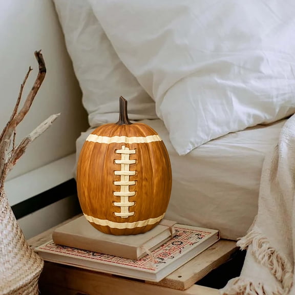 7.87inch Football Pumpkin Resin Desktop Ornament – Halloween Themed Home Decoration for Living Rooms, Parties & Desks(1PC)