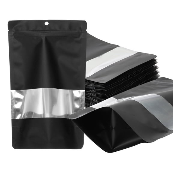 7.87x11.81 in Stand Up Pouch Bags, 60pcs Resealable Aluminum Foil Bag, Black