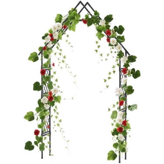 7.87x3.93Ft Metal Decorative Arbor Trellis for Climbing Plants - Heavy-Duty Weather-Resistant Outdoor Garden Arch, Wedding Archway for Backyard, Patio, Lawn Decor