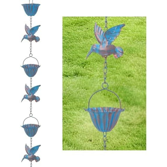 7.8FT Rain Chain, Hummingbird Rain Chains for Gutters, Rain Chains for Outside, Outdoor Yard Garden Decor$$Garden & Patio