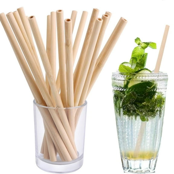 7.8In Handmade Bamboo Straws,Natural Wooden Straws,Straight Drinking Straws,Natural Reusable Milk Tea Straws,Non-Disposable Straws,for Hot and Cold Drink Cocktail (20Pcs)