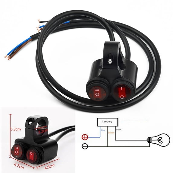 7/8Inch 22mm Motorcycle ATV Handlebar Control Switch ON OFF Fog Headlight 12V