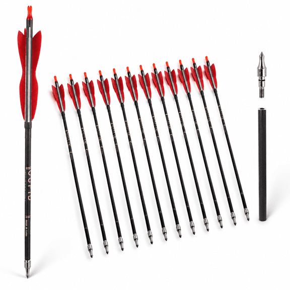 7.8MM Red 31" Carbon Archery Arrows Pack of 12 for Target Practice