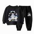 thumbnail image 1 of 7-8T Boys Girl Clothes Set Crewneck Sweatshirt Long Sleeve Tops + Jogger Pants Fall Winter Outfits 3T 4T 5T 6T 7T 8T 9T 10T Kids Black Outfits, 1 of 7