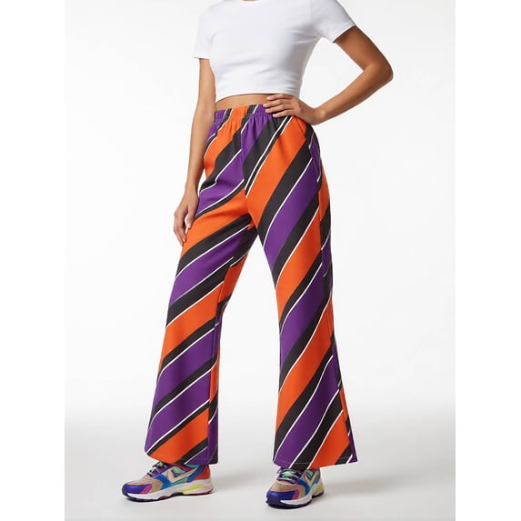 7-8Y Girls Colored Flared Pants Digital Print Trousers Slim-Fit Wide Leg Flare for Spring Summer Autumn