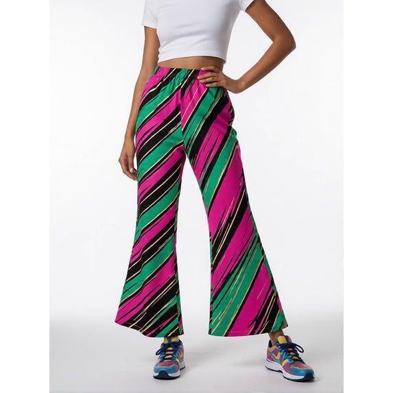 Girls Flared Wide Leg Pants, Bell Bottom Digital Print Trousers, Casual Slim Fit Kids Bottoms for Girls, Spring Summer Autumn Wear (Ages 4-13)