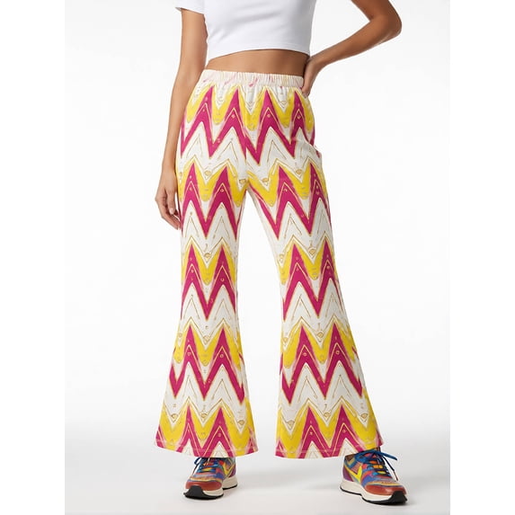 7-8Y Girls Colored Flared Pants Digital Print Trousers Slim-Fit Wide Leg Flare for Spring Summer Autumn
