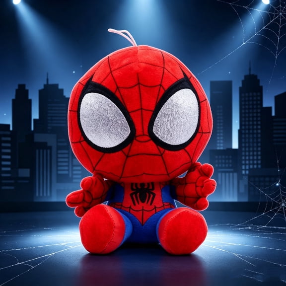7.8in Cute Big Eyes Spider Hero Sitting Plush Doll Soft Stuffed Anime Figure Toy Kawaii Character Desktop Accent Home Shelf Decor Present